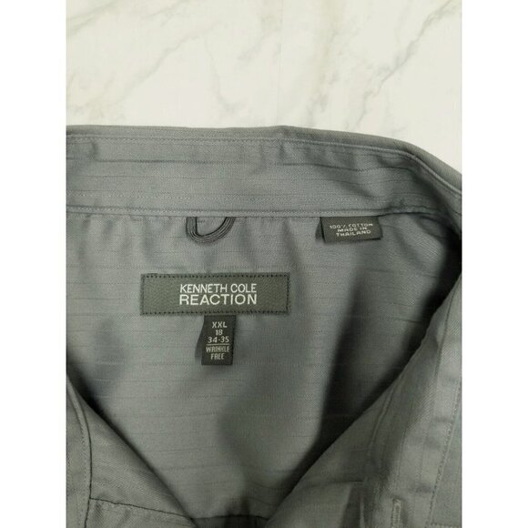 Kenneth Cole Reaction metallic gray Button Down Dress Shirt wrinkle free XXL - Picture 2 of 11